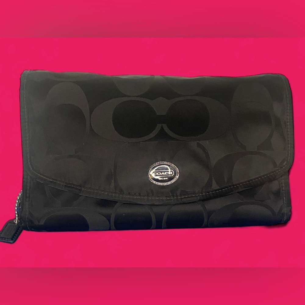 Coach Signature C satin hanging travel bag